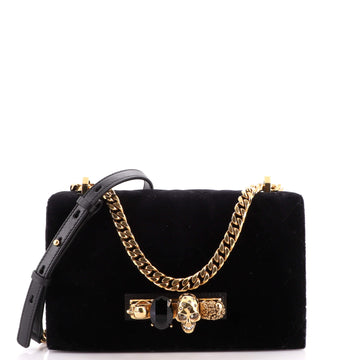 Alexander McQueen Jewelled Flap Satchel Quilted Velvet Medium