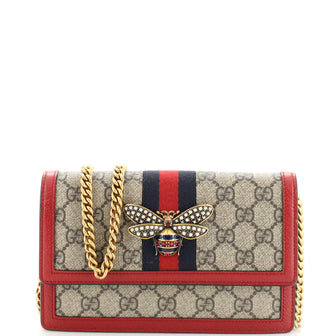 Gucci Queen Margaret Chain Wallet GG Coated Canvas Mini