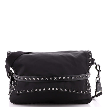 Valentino Garavani Rockstud Flap Messenger Bag Nylon Medium