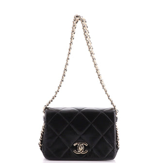 Chanel CC Triple Chain Full Flap Bag Quilted Lambskin Mini