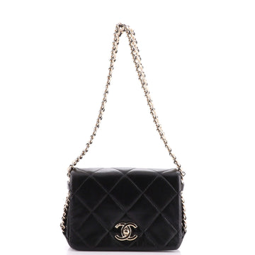 Chanel CC Triple Chain Full Flap Bag Quilted Lambskin Mini