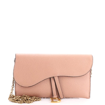 Christian Dior Saddle Chain Wallet Leather