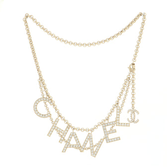 Chanel Logo Chain Belt Metal  with Crystals