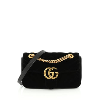 Gucci Marmont Flap Bag Quilted Velvet Mini Black 1978301