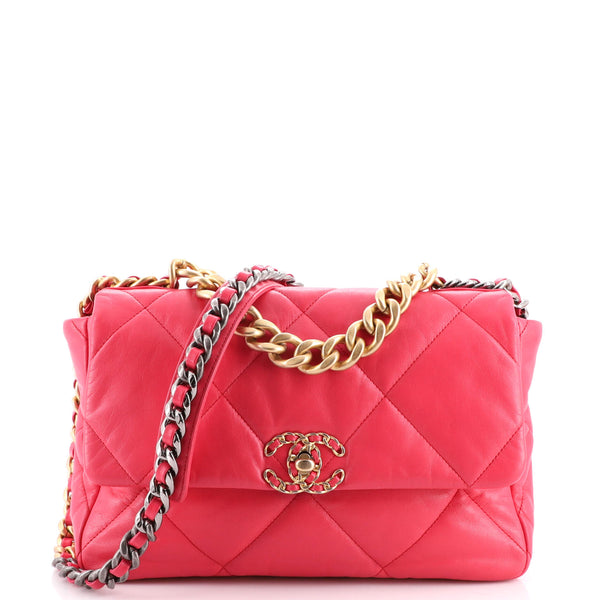 Chanel 19 Flap Bag Quilted Leather Large Pink 1978502