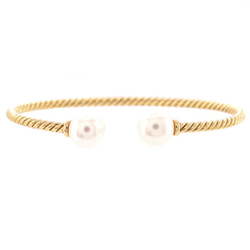 David Yurman Solari Cuff Bracelet 18K Yellow Gold with Pearls 7mm