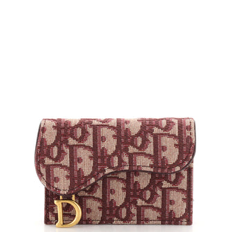 Christian Dior Saddle Card Case Oblique Canvas
