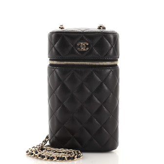 Chanel Classic Vanity Phone Holder with Chain Quilted Caviar