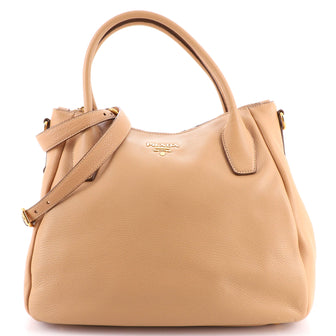 Prada Top Zip Convertible Tote Vitello Daino Large