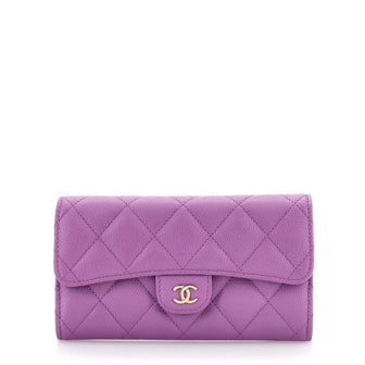 Chanel CC Gusset Classic Flap Wallet Quilted Caviar Small