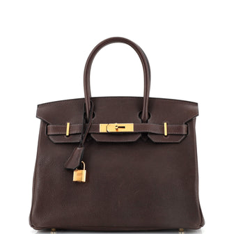 Hermes Birkin Handbag Brown Barenia Faubourg with Gold Hardware 30