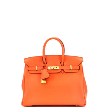 Hermes Birkin Handbag Orange Swift with Gold Hardware 25