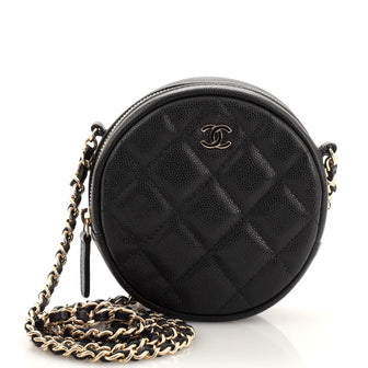 Chanel Round Clutch with Chain Quilted Caviar Mini