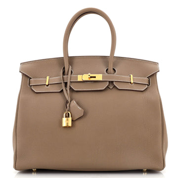 Hermes Birkin Handbag Grey Togo with Gold Hardware 35