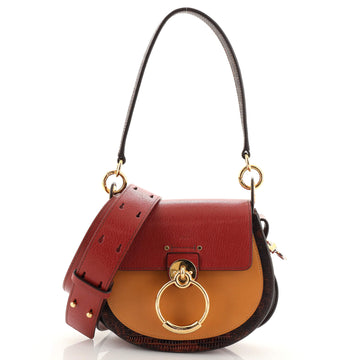 Chloe Tess Bag Leather and Lizard Embossed Leather Small
