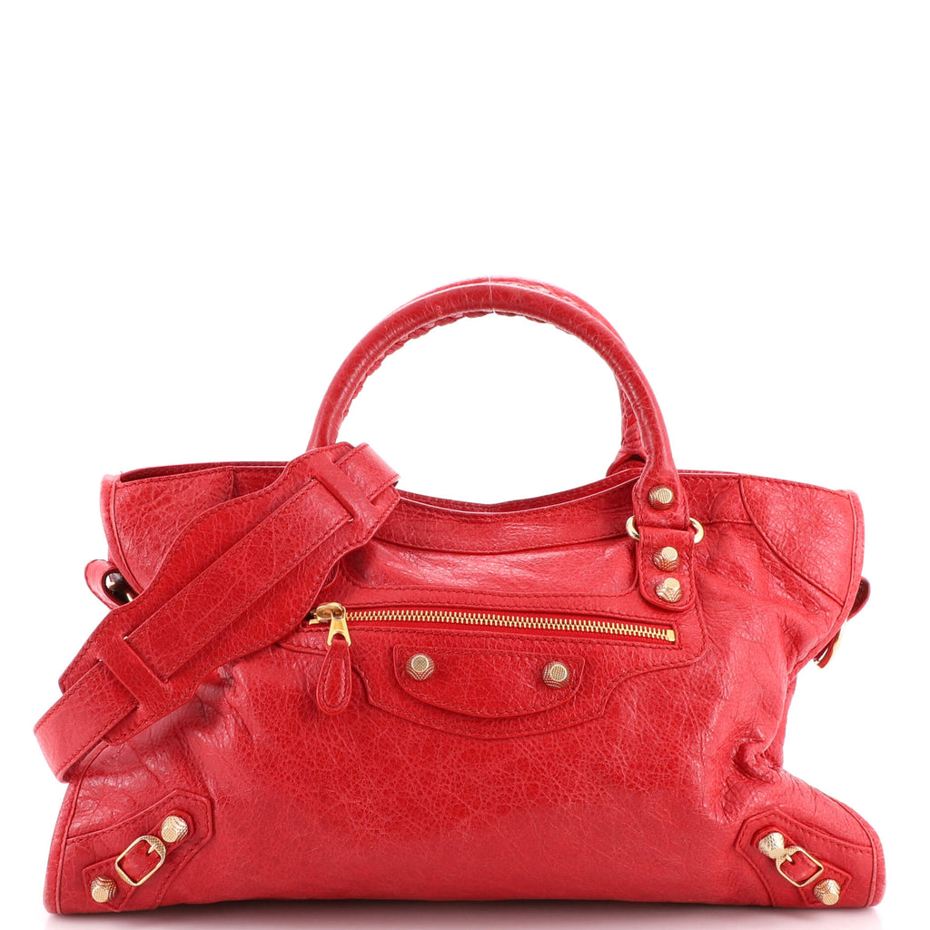 Godkendelse for mig Bær Balenciaga City Classic Studs Bag Leather Medium Red 1980421