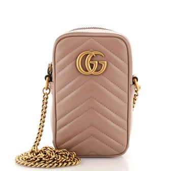 Gucci GG Marmont Vertical Phone Crossbody Bag Matelasse Leather Mini