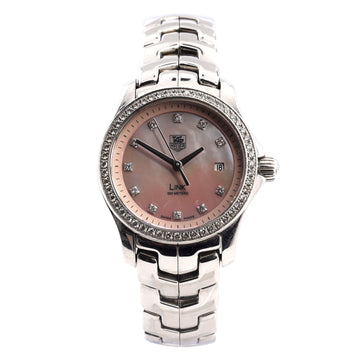 Tag Heuer Link Quartz Watch Stainless Steel with Diamond Bezel and Markers and Mother of Pearl 27