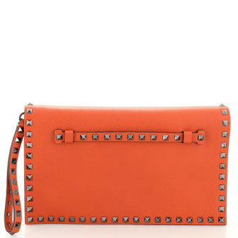 Valentino Garavani Rockstud Flap Clutch Leather