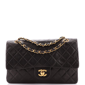 Chanel Vintage Classic Double Flap Bag Quilted Lambskin Medium