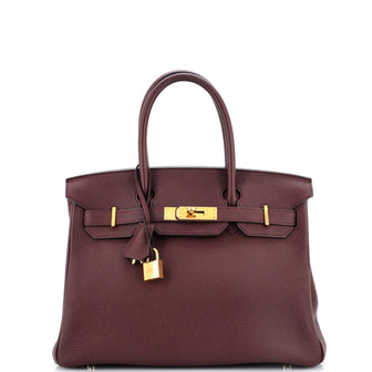 Hermes Birkin Handbag Red Togo with Gold Hardware 30