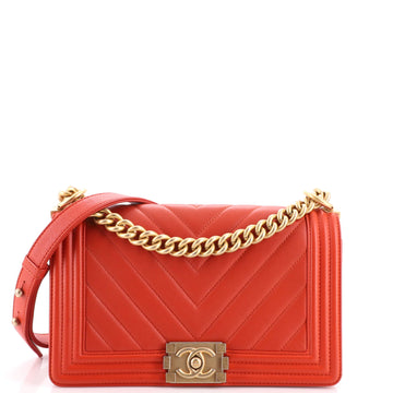 Chanel Boy Flap Bag Chevron Lambskin Old Medium