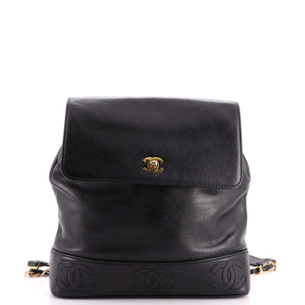 Chanel Vintage Triple Stitched CC Flap Backpack Caviar Medium