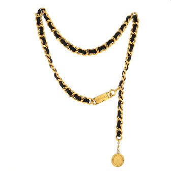 Chanel Vintage Medallion Chain Belt Metal and Leather
