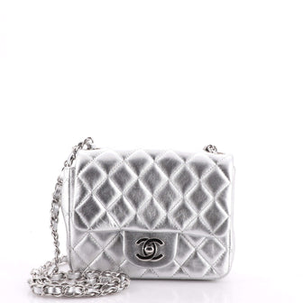 Chanel Square Classic Single Flap Bag Quilted Metallic Lambskin Mini