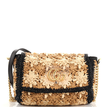Gucci GG Marmont Flap Bag Raffia Small