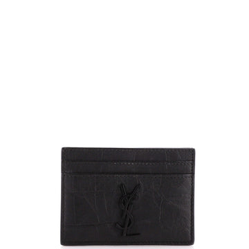 Saint Laurent Classic Monogram Card Holder Crocodile Embossed Leather