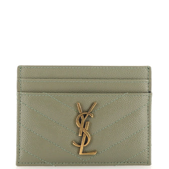 Saint Laurent Classic Monogram Card Holder Matelasse Chevron Leather