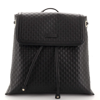 Gucci Drawstring Flap Backpack (Outlet) Microguccissima Leather Medium