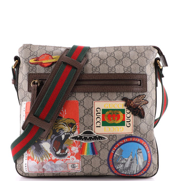 Gucci Courrier Zip Messenger GG Coated Canvas with Applique Medium