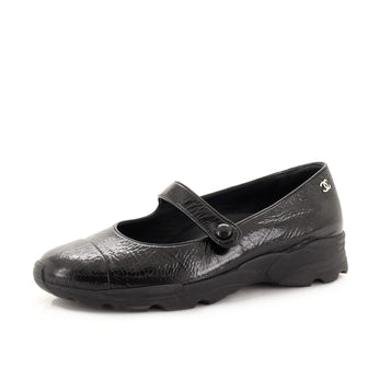 Chanel Women's Cap Toe Mary Jane Flats Aged Glazed Calfskin