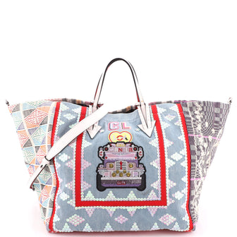 Christian Louboutin Caba Tote Motif Embroidered Jacquard Large