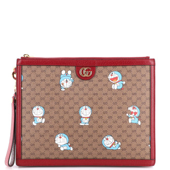 Gucci Doraemon Wristlet Pouch Printed Mini GG Coated Canvas Medium