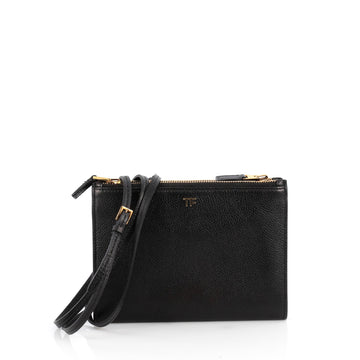 Tom Ford Triple Zip Crossbody Bag Leather Black 1982803