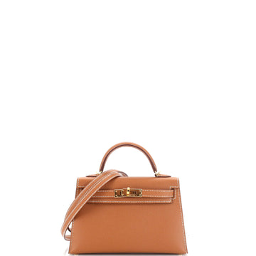 Hermes Kelly Mini II Bag Brown Epsom with Gold Hardware 20