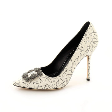 Manolo Blahnik Women's Hangisi Buckle Pumps Printed Leather 105