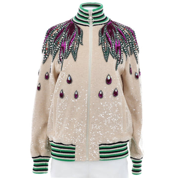Gucci Women's Bomber Jacket Sequin Embellished Cotton