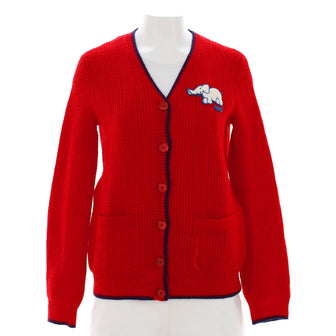 Gucci Women's V-Neck Patch Button Cardigan Wool