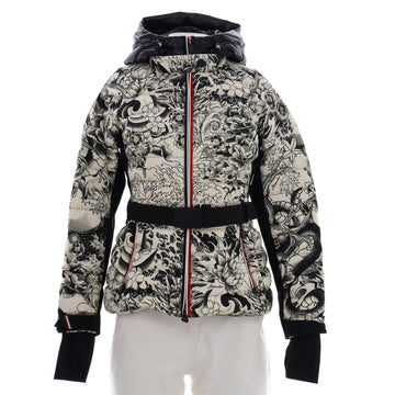 Moncler Women's Grenoble Belted Puffer Jacket Quilted Printed Nylon with Down