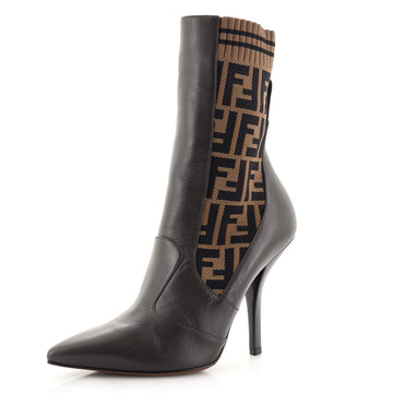 Fendi Women's Sock Ankle Boots Leather with Knit