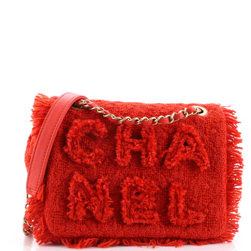Chanel Giant Logo Flap Bag Quilted Tweed Small