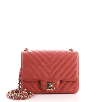 Chanel Square Classic Single Flap Bag Chevron Lambskin Mini