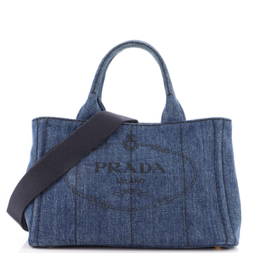 Prada Canapa Convertible Tote Denim Mini