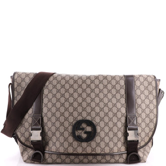 Gucci Interlocking G Buckle Messenger Bag GG Coated Canvas Large