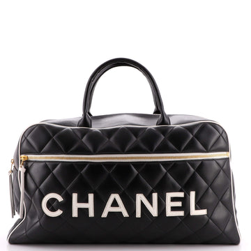 Chanel Vintage Logo Bowler Bag Quilted Lambskin Large