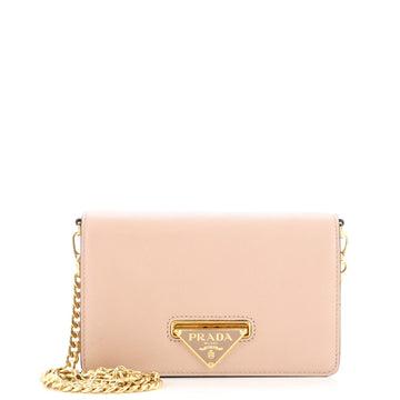 Prada Flip Lock Wallet on Chain Clutch Saffiano Leather Small